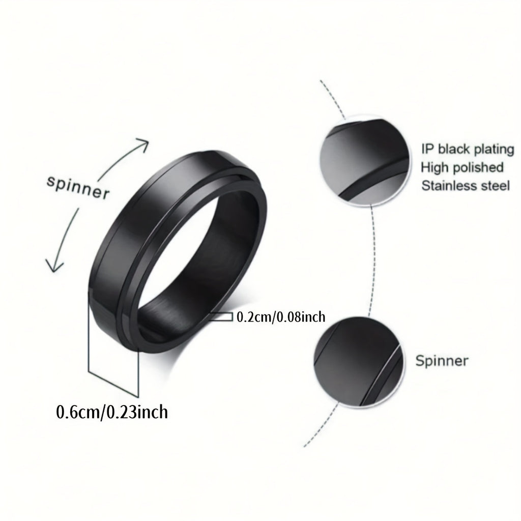 1pc Personalized Custom Engraved 304 Stainless Steel Ring - Rotating Name/Date/Message Ring for Men & Women, Minimalist Unisex Jewelry Gift for Anniversary, Birthday, Graduation, Valentine's Day, Father's/Mother's Day - Durable Everyday & Party Wear,