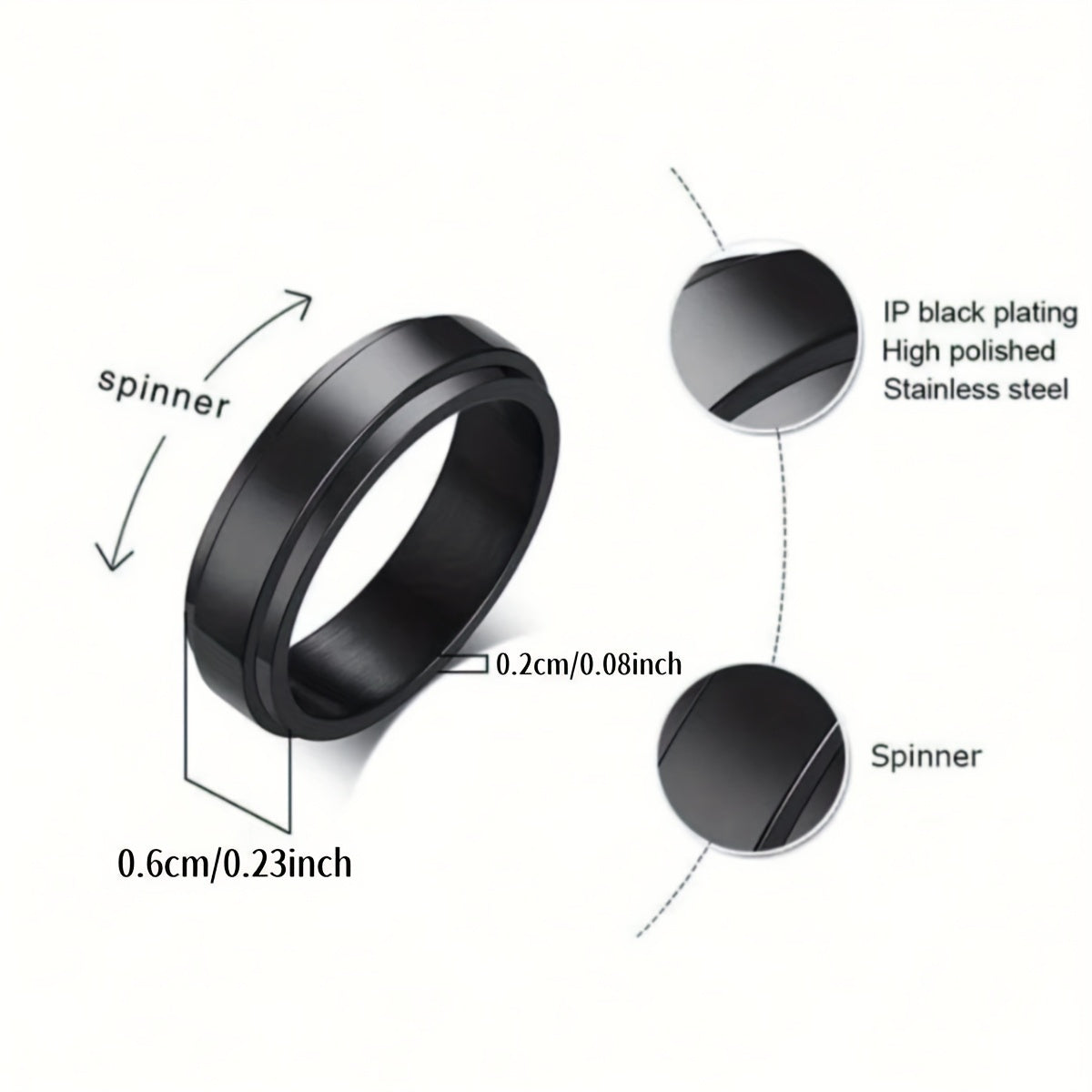1pc Personalized Custom Engraved 304 Stainless Steel Ring - Rotating Name/Date/Message Ring for Men & Women, Minimalist Unisex Jewelry Gift for Anniversary, Birthday, Graduation, Valentine's Day, Father's/Mother's Day - Durable Everyday & Party Wear,