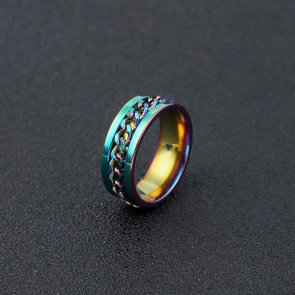 Ring for Opening Bottles And Beer, Rotatable Decompression Ring for Men, Rotatable Chain, Titanium Steel Ring, Stainless Steel Jewelry for Women