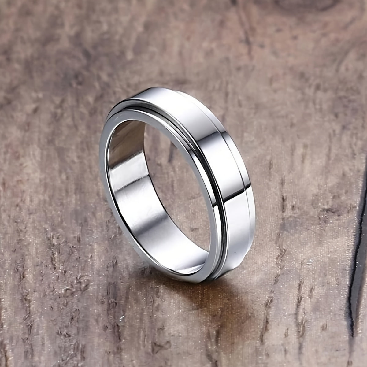 1pc Personalized Custom Engraved 304 Stainless Steel Ring - Rotating Name/Date/Message Ring for Men & Women, Minimalist Unisex Jewelry Gift for Anniversary, Birthday, Graduation, Valentine's Day, Father's/Mother's Day - Durable Everyday & Party Wear,
