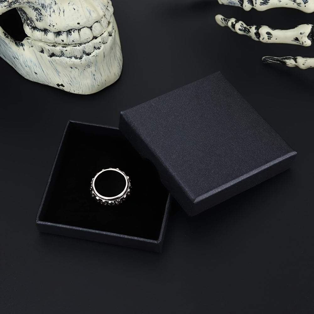 Gothic Skull Spinner Ring - Adjustable Band Vintage Punk Style Unisex Finger Jewelry with Synthetic Synthetic Zircon Accents, Mixed Colors, Durable & Stylish for Casual Attire, Edgy Accessory, Edgy Accessory, Durable Jewelry, for Teenager, For Teenager